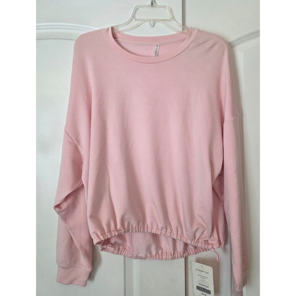 Fabletics Monica Cinched Pullover Pink Sweatshirt Long Sleeve Shirt L NEW